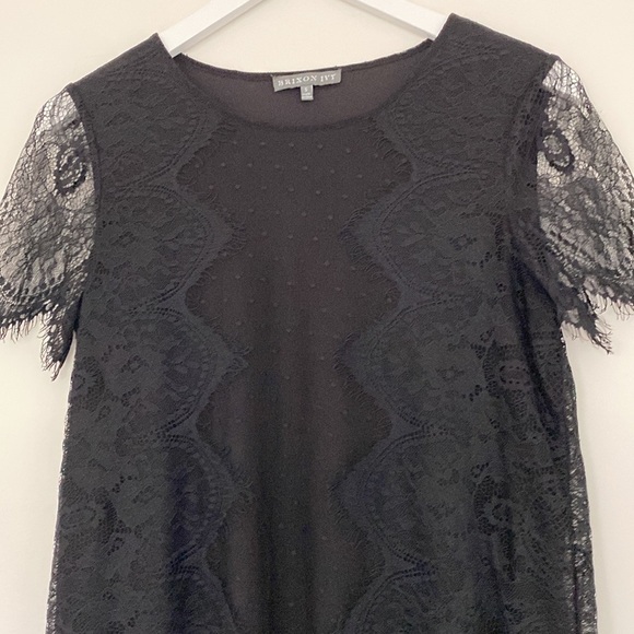 BRIXON Ivy Black Lace-Style Top With Fringe Sleeves, Small - Picture 3 of 7